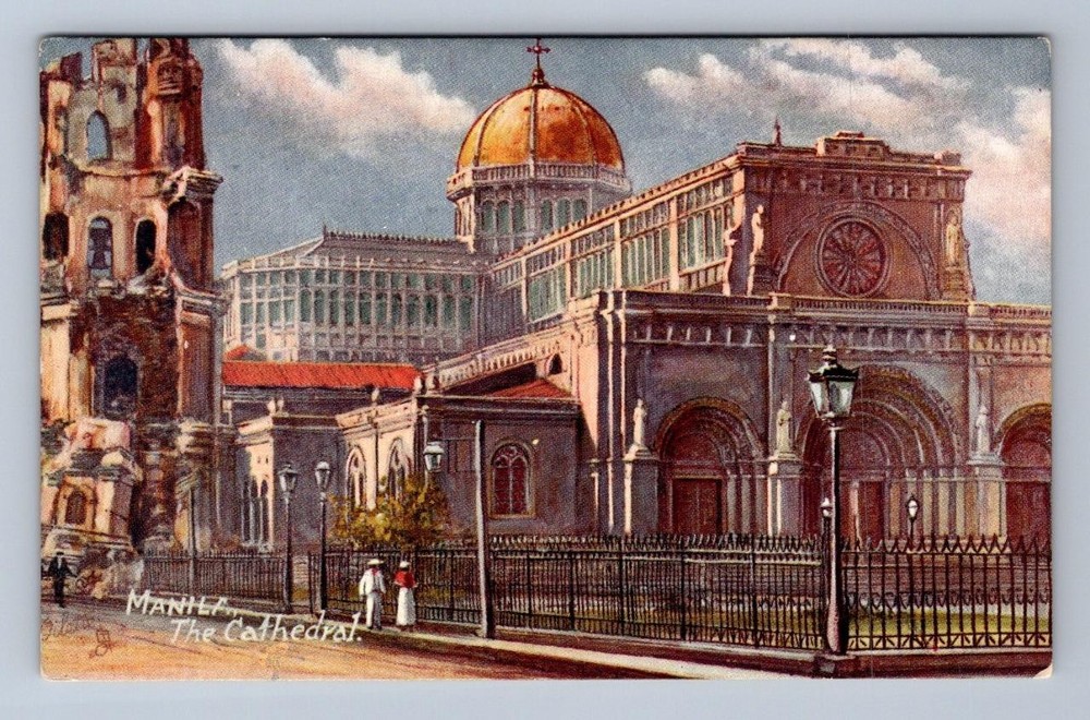 MANILA PHILIPPINES THE CATHEDRAL CHURCH TUCK POSTCARD (c.1909)