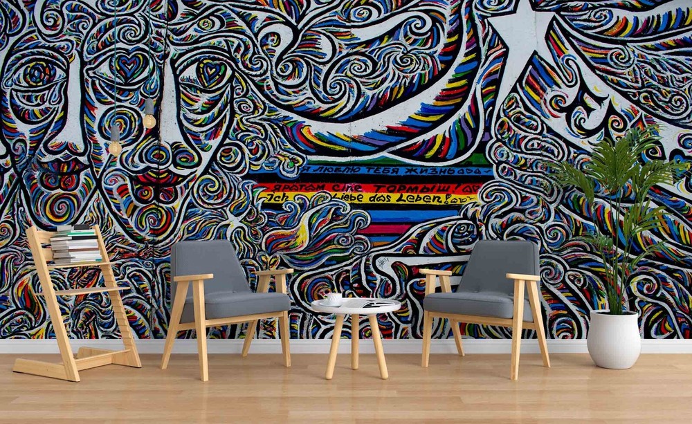 3D Abstract Graffiti Self-Adhesive Removable Wallpaper Mural Decor-image
