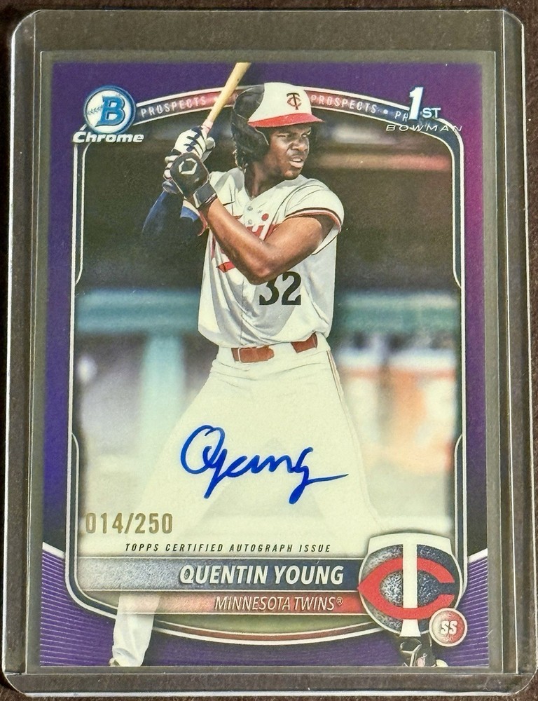 2025 Bowman Draft Chrome Quentin Young 1st Bowman Purple Refractor Auto /250