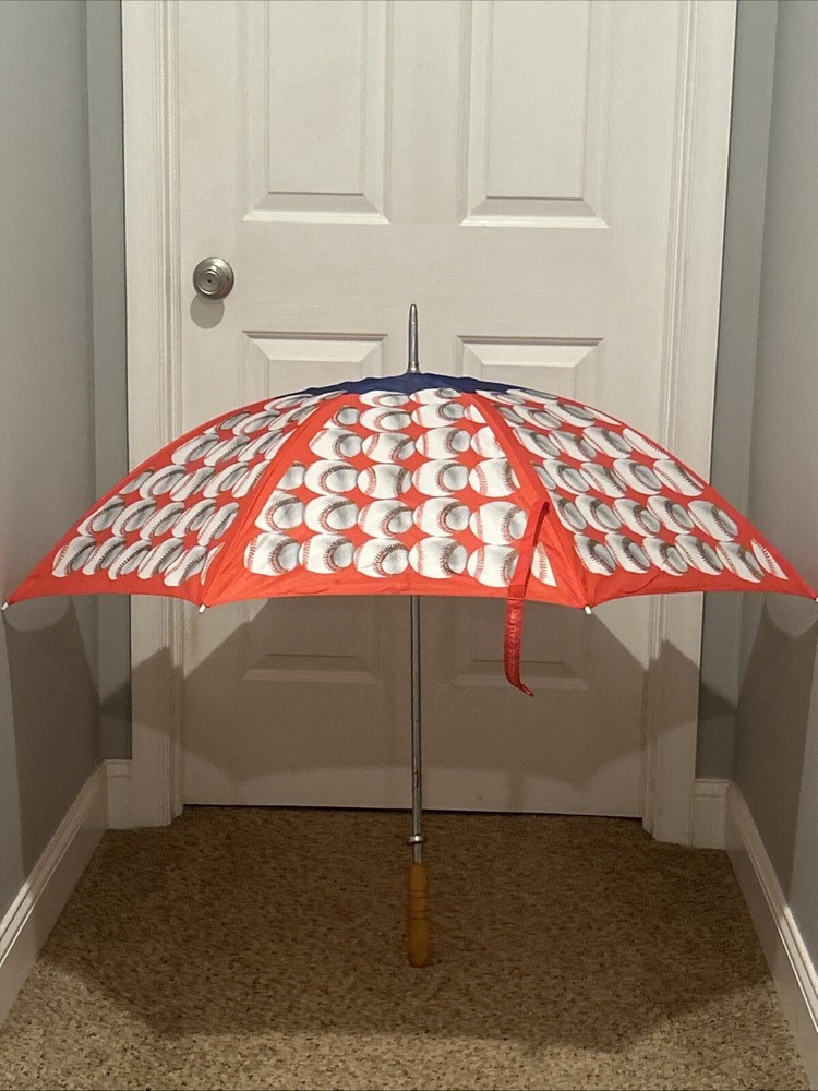 Bill Mazeroski’s Wooden Handle Baseball-Themed Umbrella