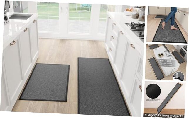 Kitchen Mat Set of 2 PCS, Cushioned Non Slip Rugs for 17.3