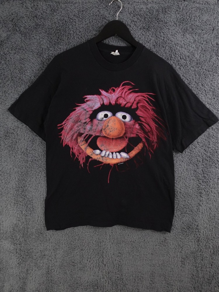 Vintage Muppets Shirt Men Large Black Animal Single Stitch Henson Double Sided