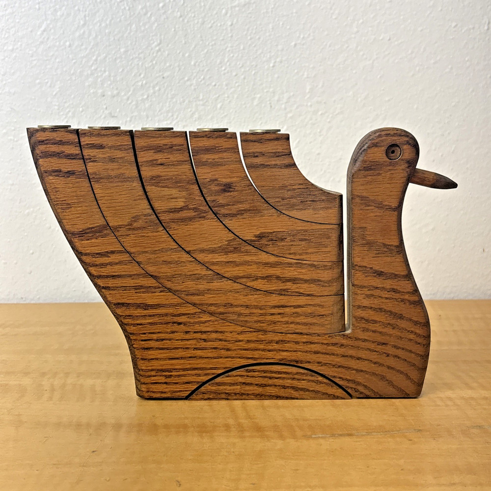 Vintage MCM Wooden Wood Bird Candelabra Candle Holder