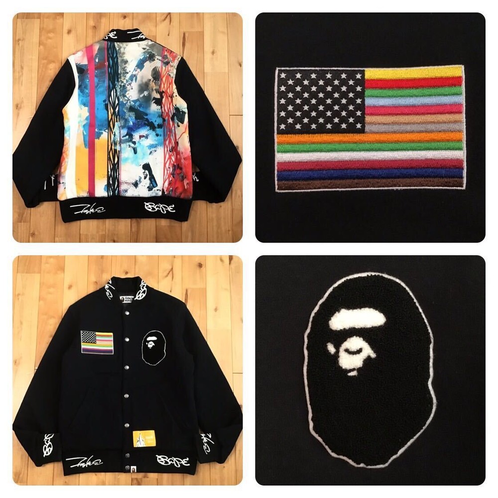 Futura Bape Varsity Jacket L Size A Bathing Ape Stadium