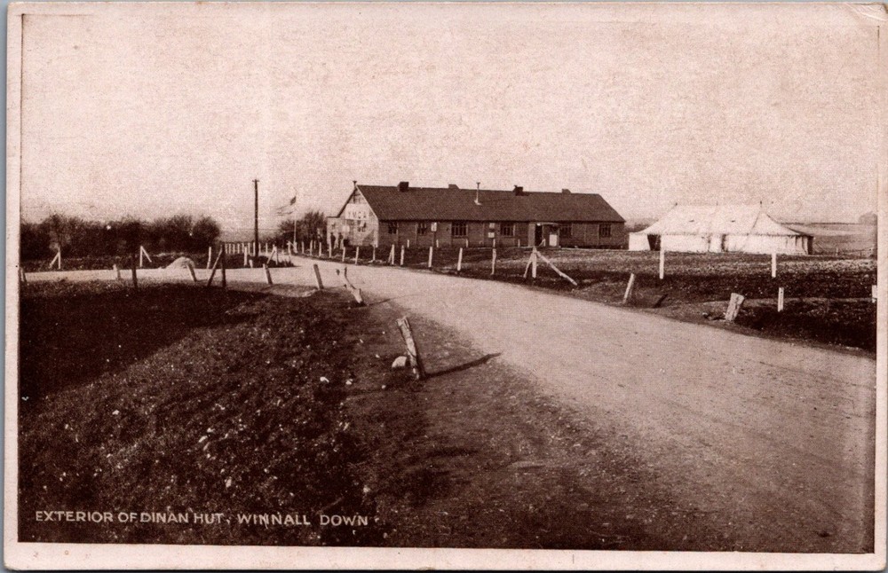 WWI Era Dinan Hut Winnall Down YMCA Military Postcard