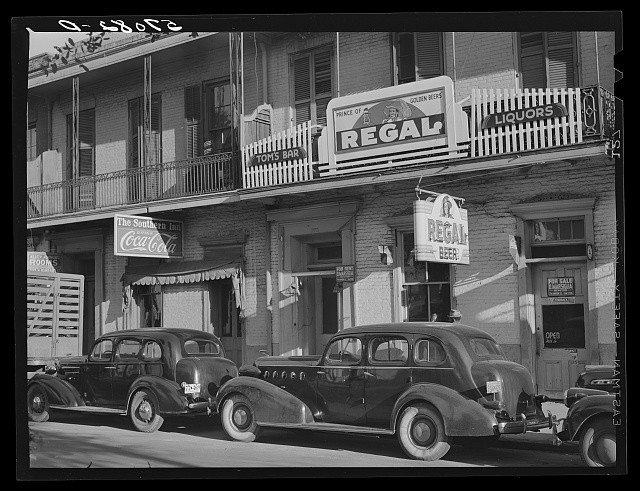New Orleans Louisiana 1941 French Quarter Bars Liquors Old Buildings Cars