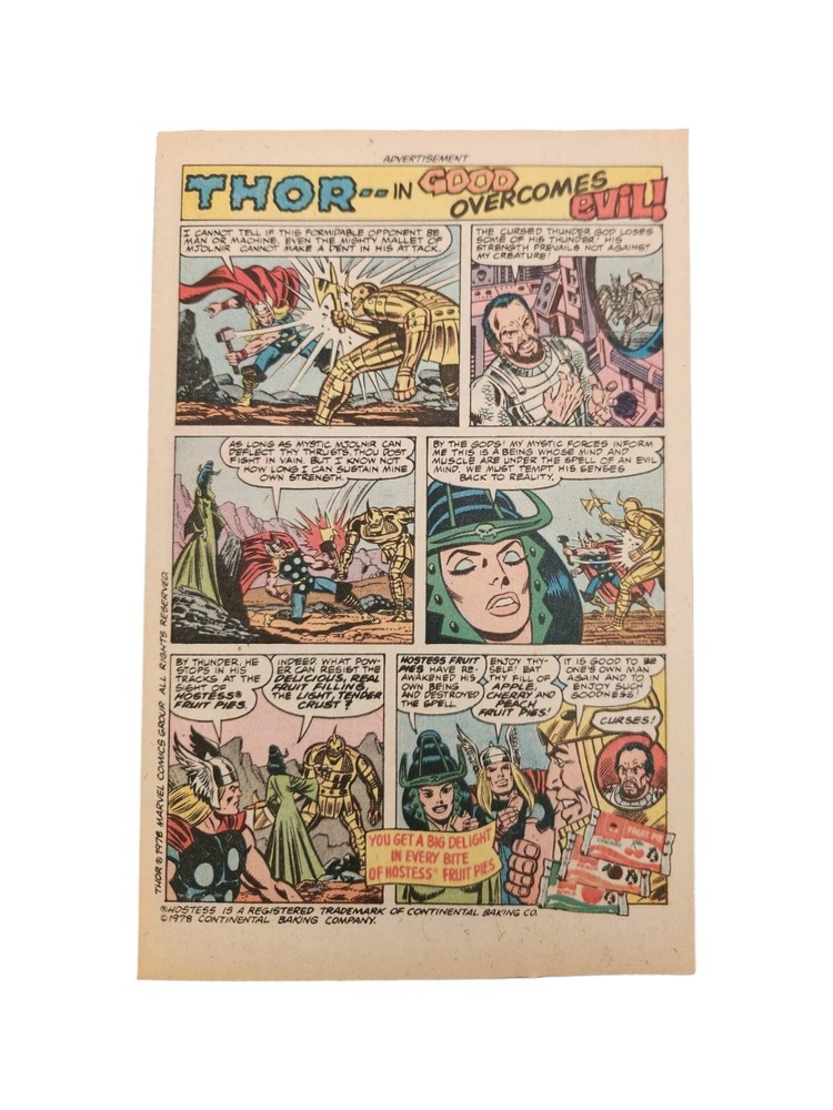 PRINT AD 1978 HOSTESS Fruit Pies & THOR Comic Size Original & Authentic
