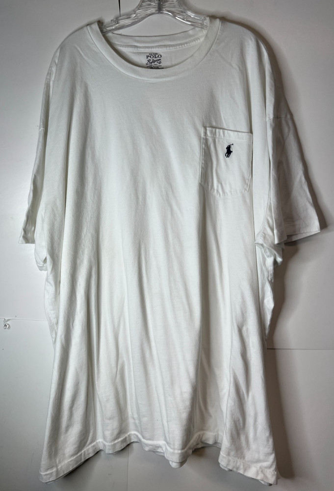 Polo Ralph Lauren Men's Size 3XB White Cotton T-Shirt Pocket Navy Pony Logo