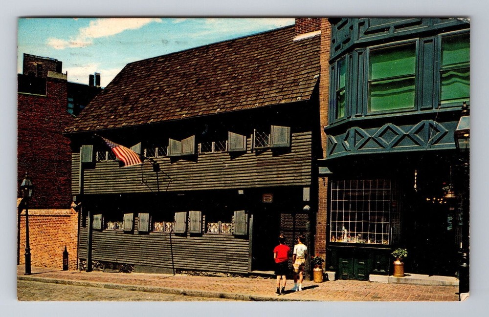 Boston MA-Massachusetts, Paul Revere House, Antique Vintage Souvenir Postcard