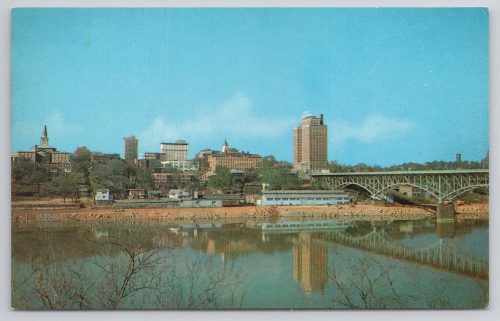 Knoxville TN Skyline Gay Street Bridge Tennessee River Plastichrome Postcard