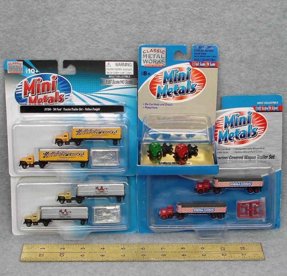 LOT/4 cds N-scale MINI METALS DieCast Truck Tractor-Trailer PURINA White CAMPBEL