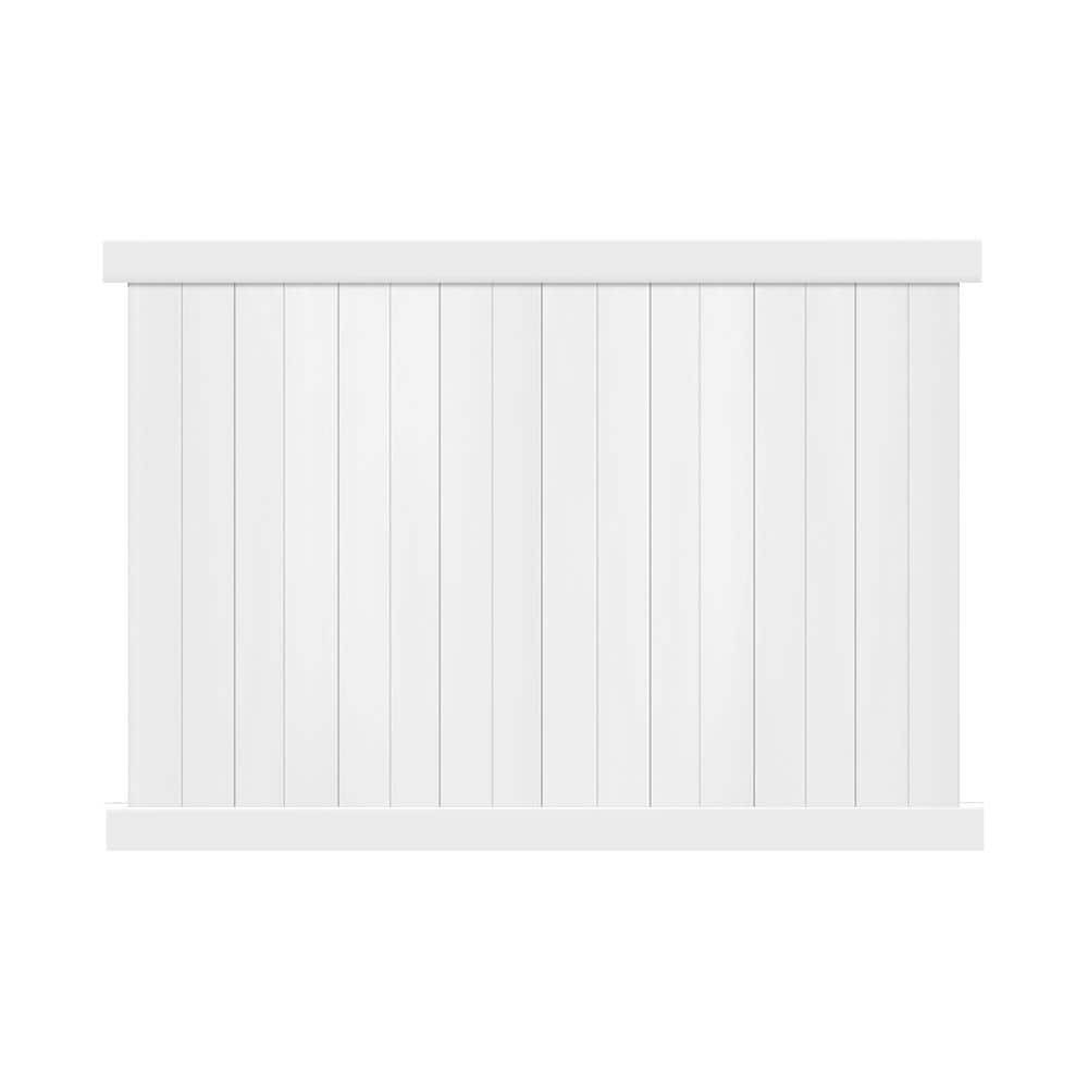 Pembroke 6ft H x 8ft W White Vinyl Privacy Fence Panel Kit with Easy Installation