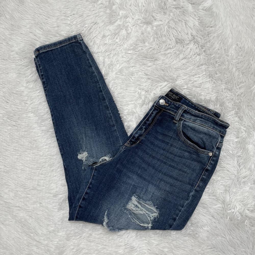 Judy Blue Boyfriend Fit Jeans Womens Size 11 / 30 Distressed Straight Leg Denim