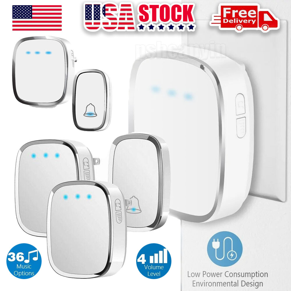 Wireless Plug-In Doorbell Chime with Long Range Waterproof Receiver