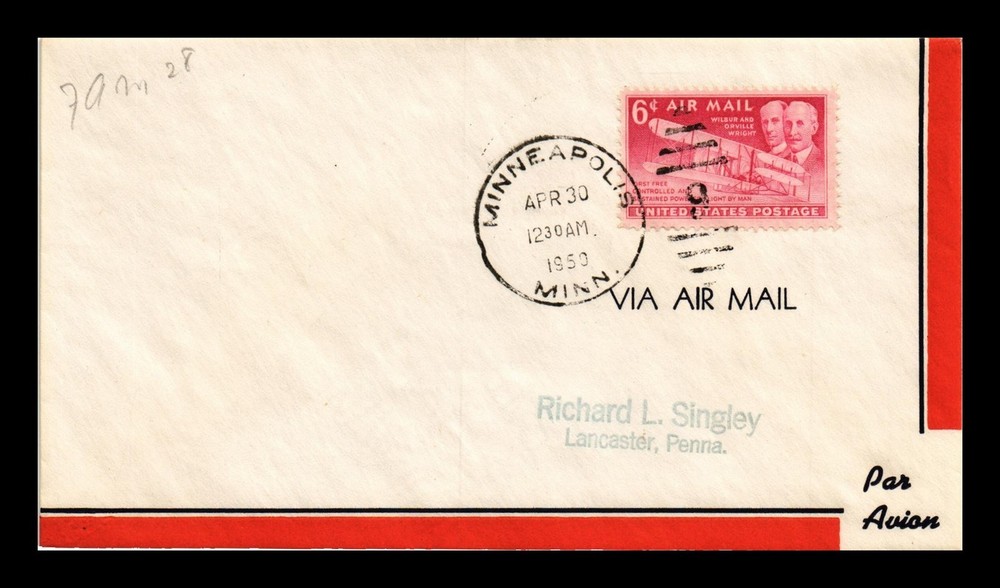Dr Jim Stamps Us Cover First Air Mail Flight Minneapolis Minnesota