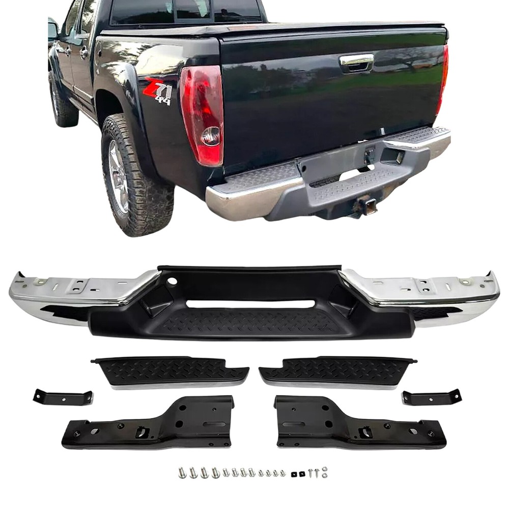 Rear Step Bumper Chrome Full Assy For 2008-2012 Chevy Colorado & GMC Canyon