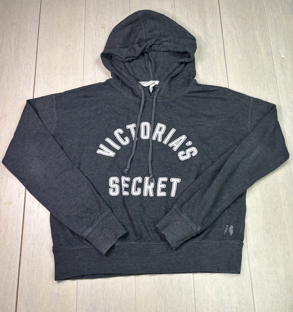 Victoria's Secret Pullover Hoodie Fleece Dark Gray Logo Women’s XS