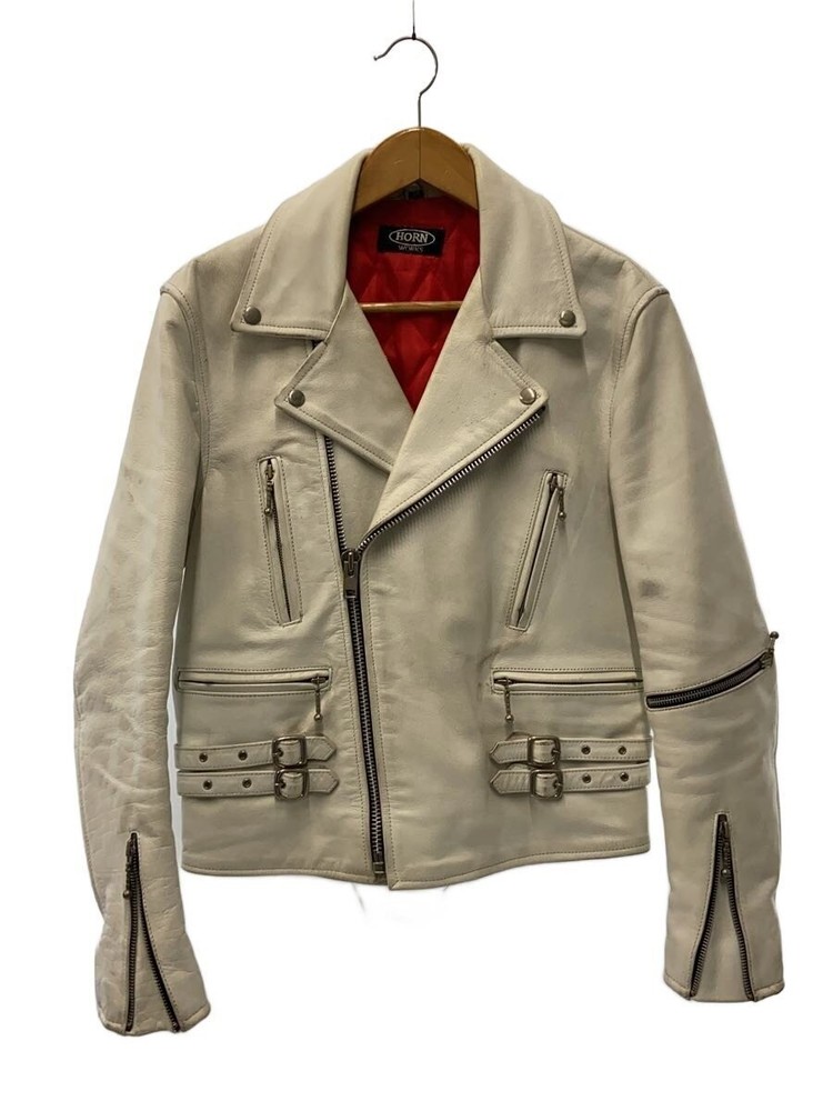 Horn Works Double Riders Jacket/M/Leather/Wht 3503