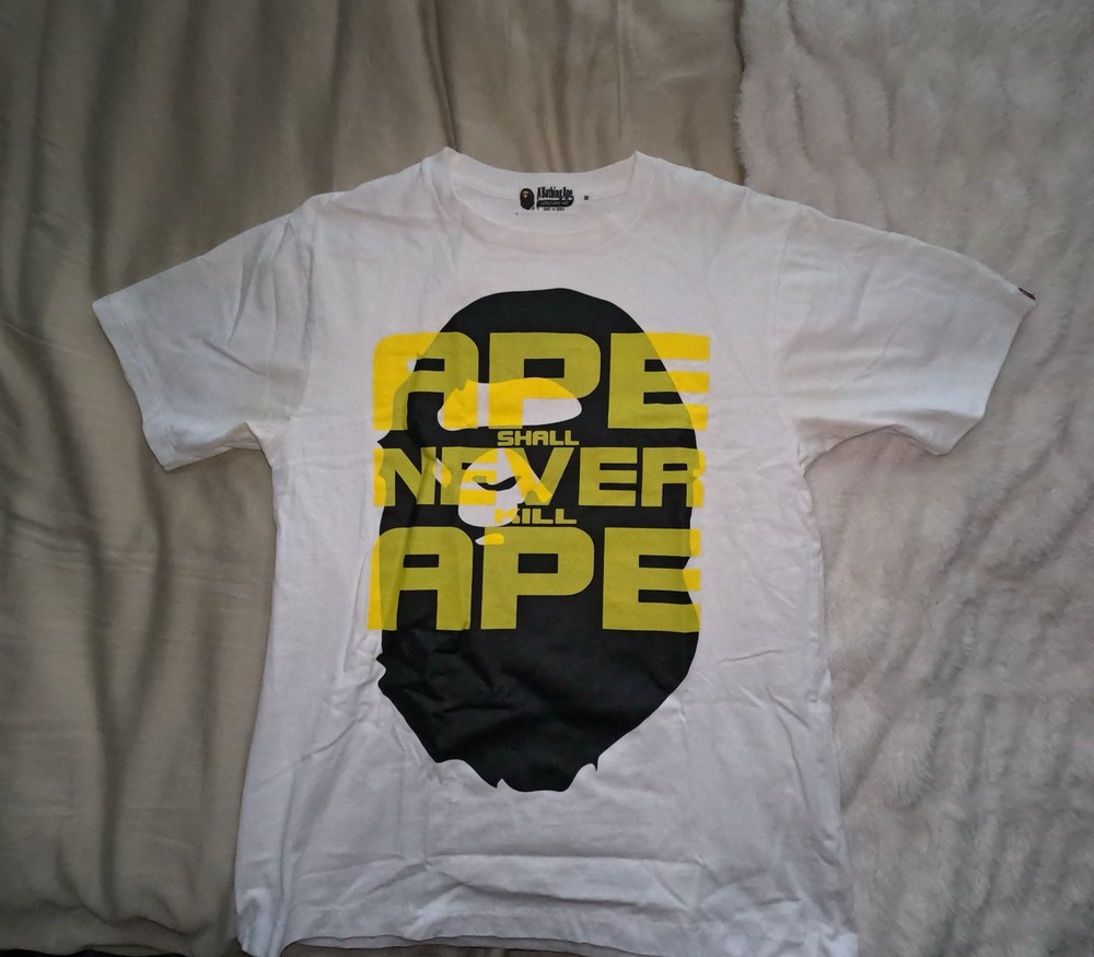 Bape Ape Head Multi Print Tee White M Lightly USED