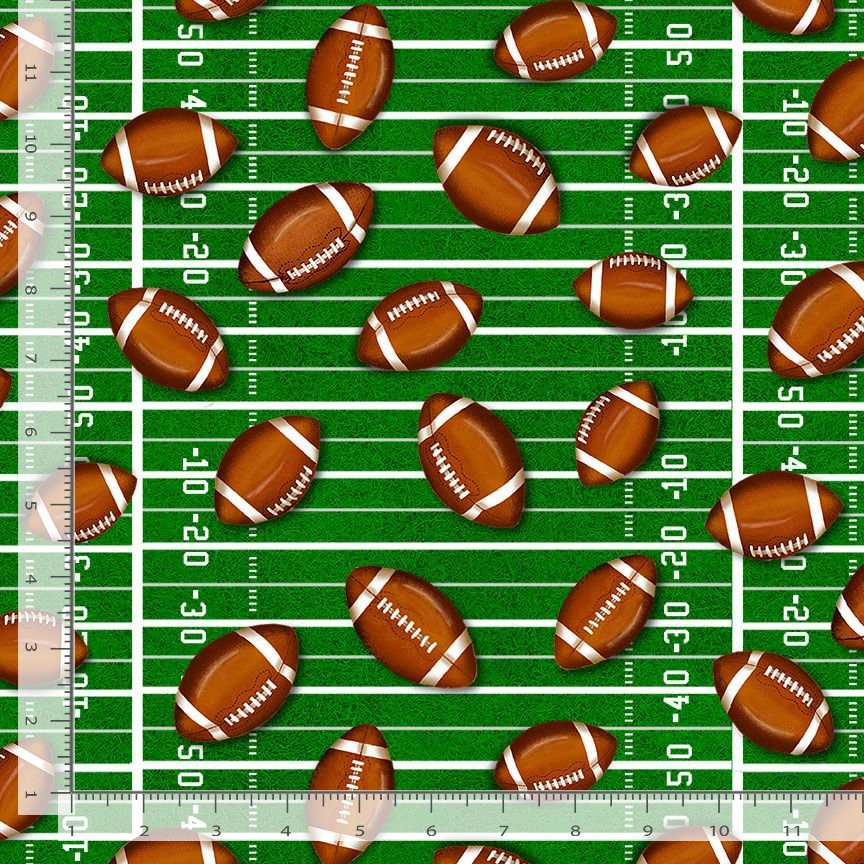 Sports Fabric | Football Season Ball Toss Field Green | Timeless Treasures YARD