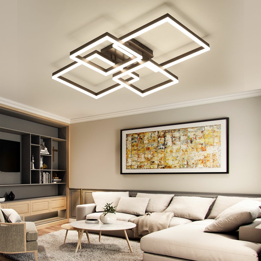 Dimmable Chandelier Square LED Ceiling Light Pendant Lamp Lighting Fixture US