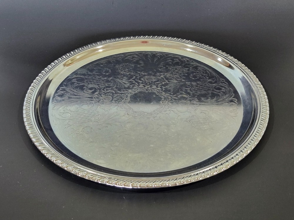 Irvinware 12.5-inch Chrome Plated Round Serving Tray Platter Made in USA