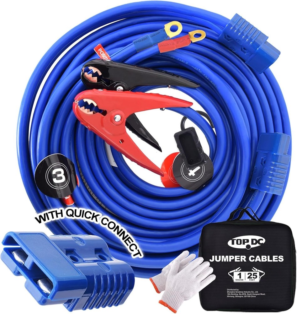 TOPDC Jumper Cables,1 Gauge 25 Feet 800A 1 Gauge, (25FT) Andersen Connector