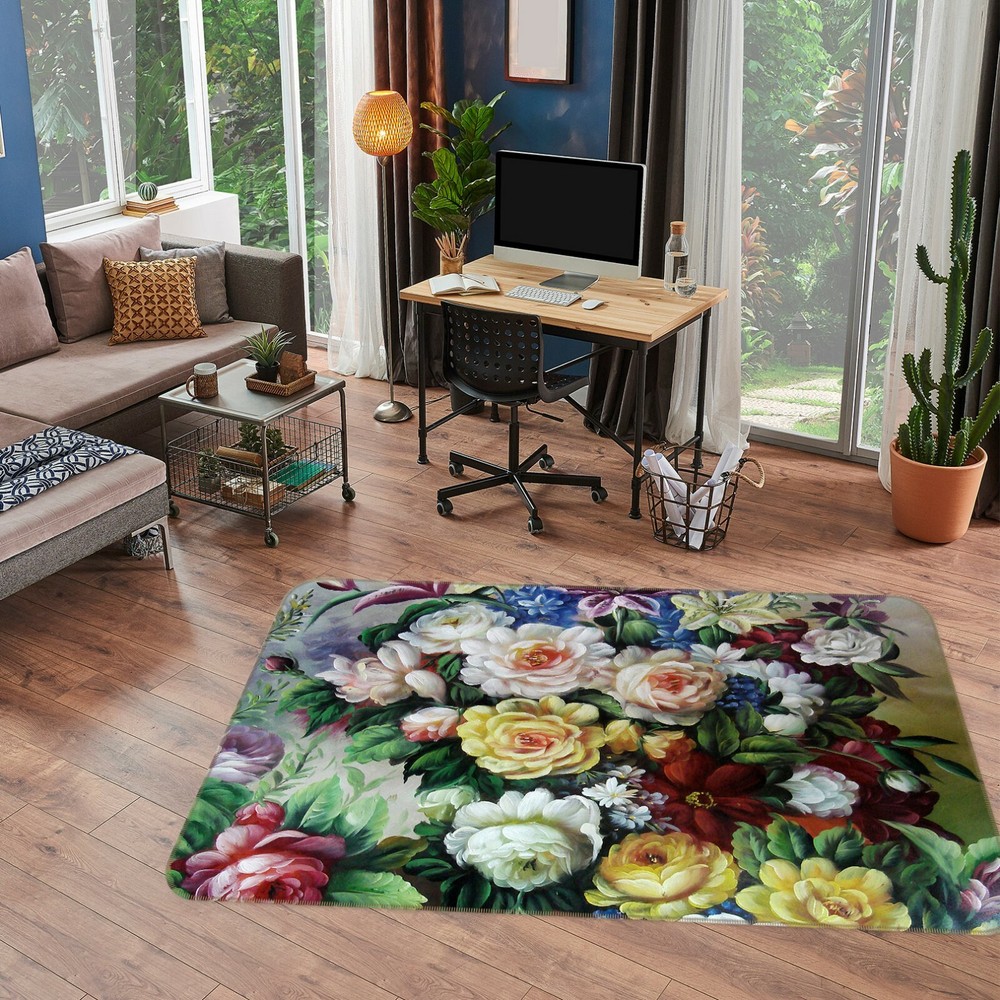 3D European Flower NAO4593 Game Rug Mat Elegant Photo Carpet Mat Fay