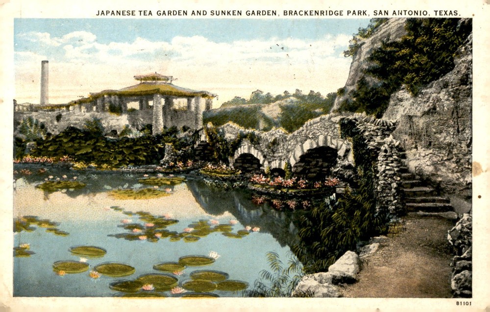 Japanese Tea Garden and Sunken Garden, Brackenridge Park, San Antonio, Postcard