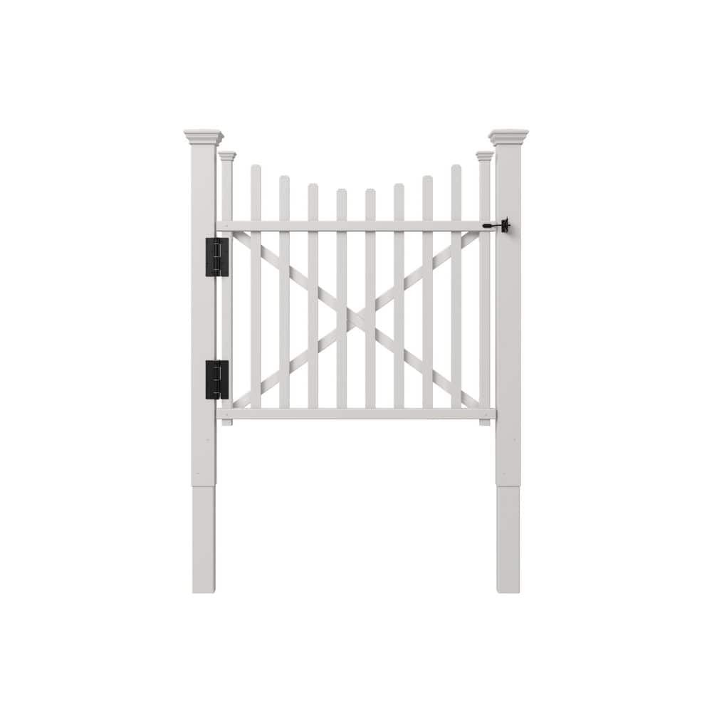 3.5ft x 3.5ft White Vinyl Manchester Fence Gate Kit with Posts and Hardware