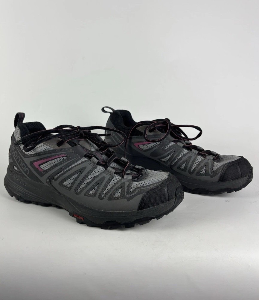Salomon X Crest Women’s Size 9 Hiking Shoes Gray Pink Walking Contagrip Soles