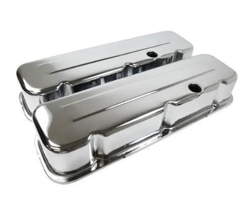Chevy BBC 1965-00 396-502 Tall Chrome Valve Covers 3 5/8in Tall Welded Baffles