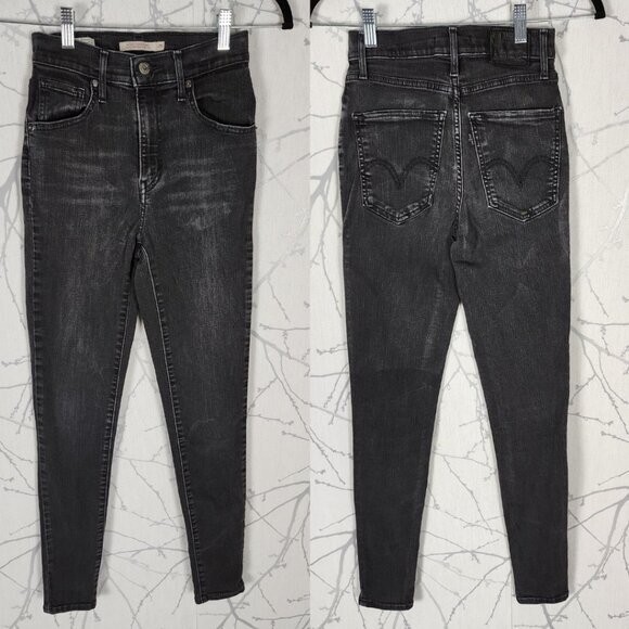 Levi's Black Wash Stretch Denim Mile High Super Skinny Jeans | Women's 25