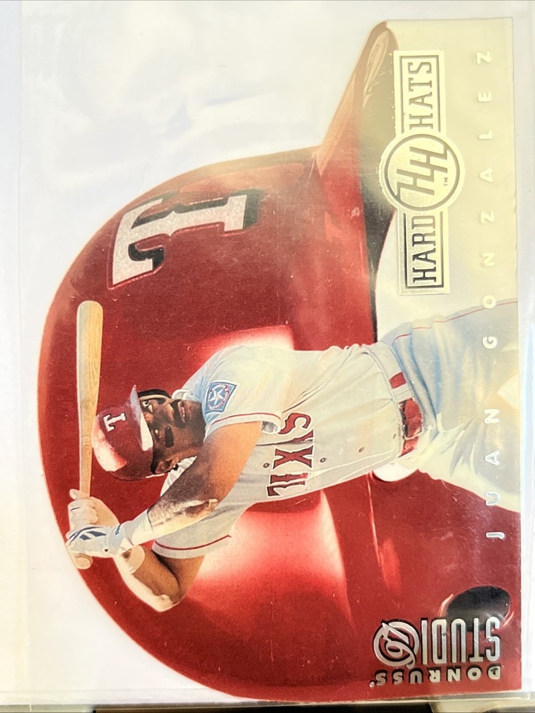 1997 Donruss Studio Hard Hats Parallel Juan Gonzalez Rangers #/5000 Sp