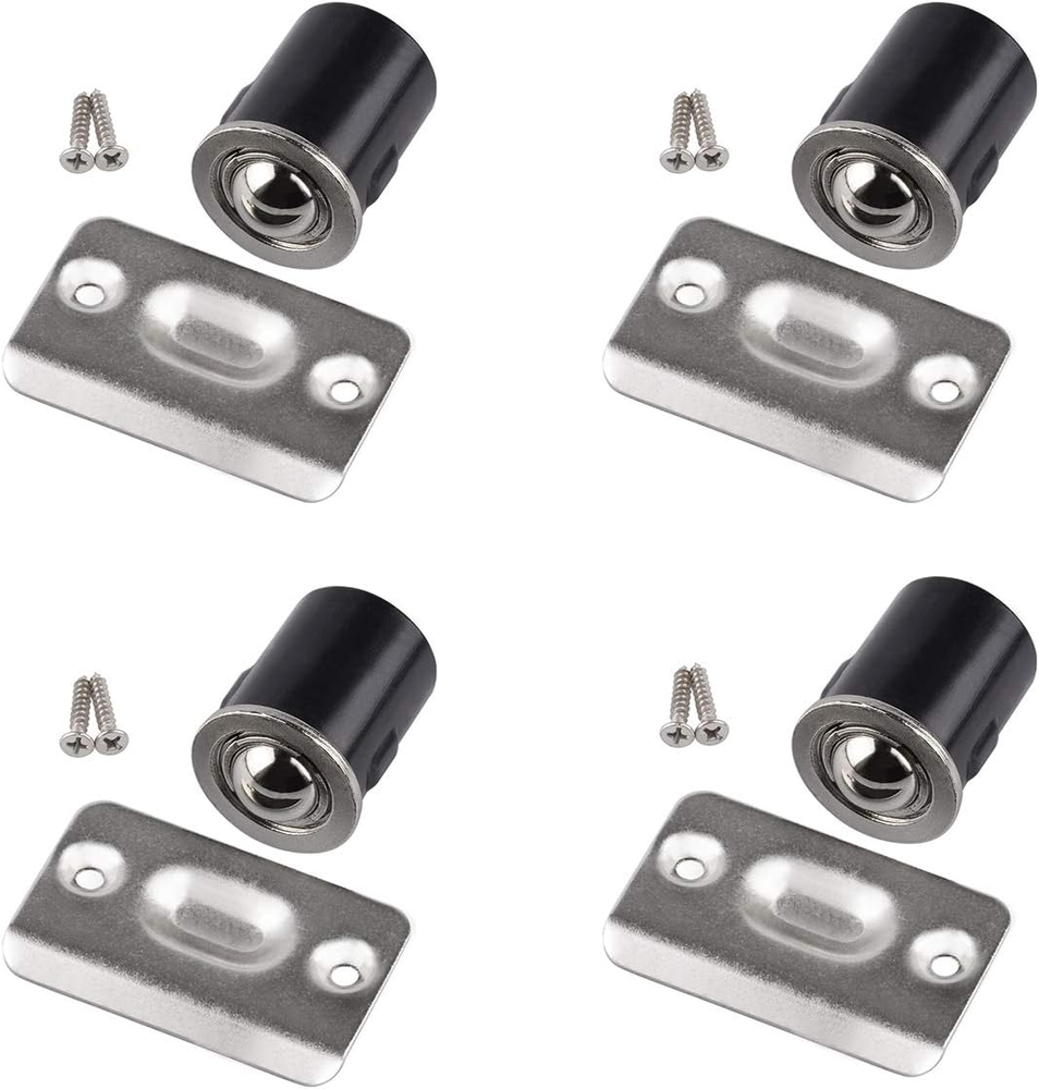 HOMOTEK 4-Pack Satin Nickel Ball Catches for Closet Doors with Strike Plate
