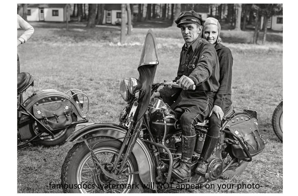 1941 Harley Motorcycle Photo – Mohawk Trail MA – Fall Group Ride  – Berkshires