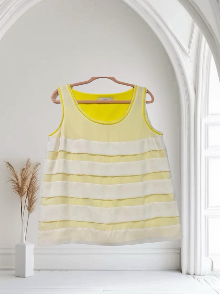 Ann Taylor Loft Layered Top Women’s Medium Sleeveless Lightweight Summer Yellow
