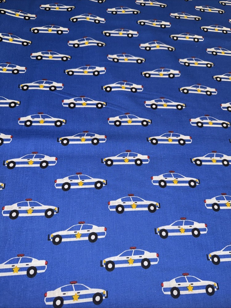Police Car Fabric 100% JoAnn’s Cotton Quilter’s Showcase Blue By The Yard