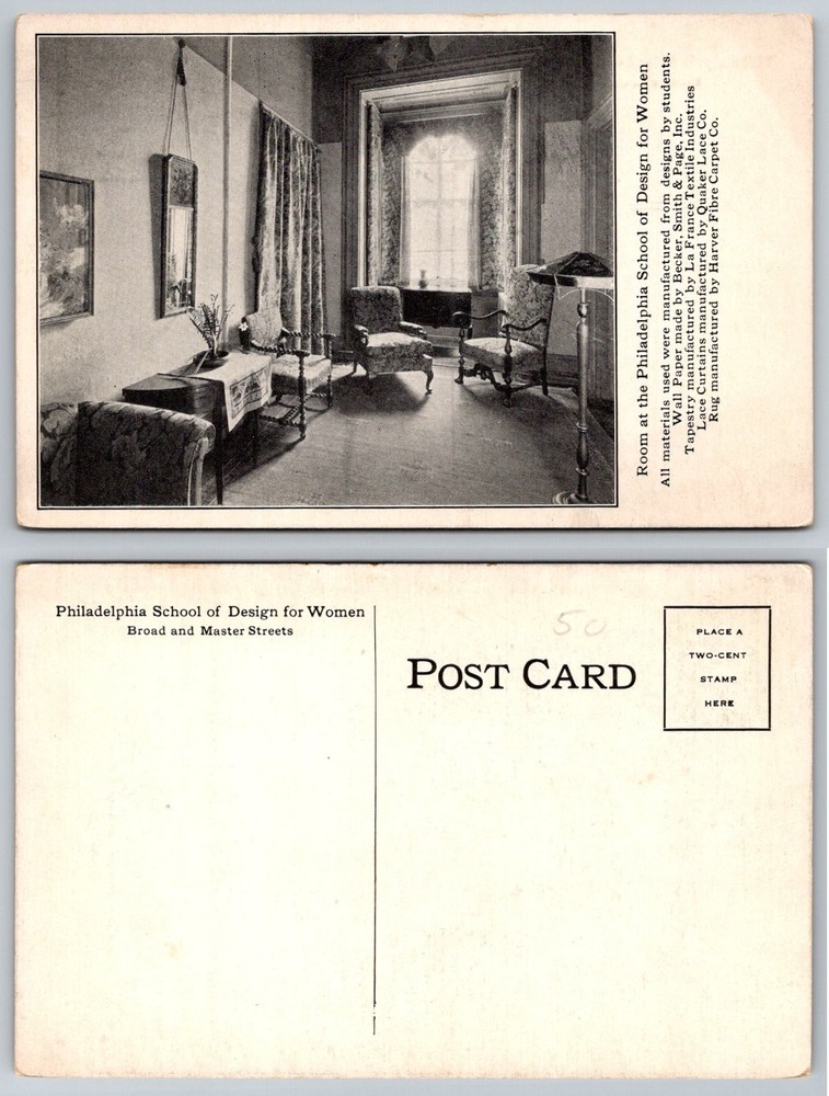 Philadelphia School of Design for Women Interior Room Postcard Vintage Art Deco