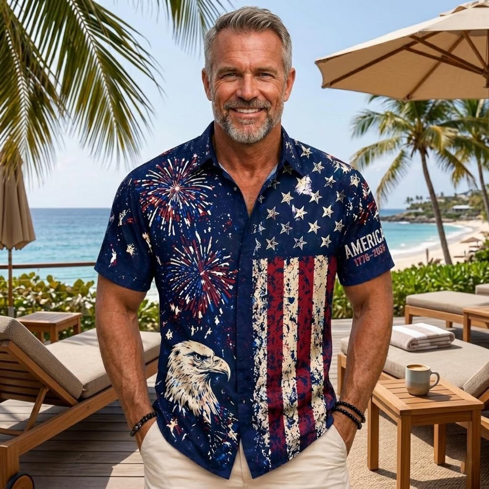 America 250th Anniversary Hawaiian Shirt, Patriotic 1776-2026, 4Th Of July