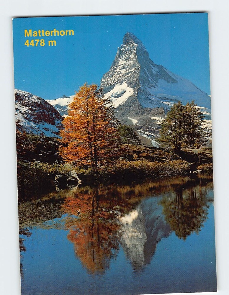 Postcard Grindjisee &  Matterhorn mountain Valais Switzerland