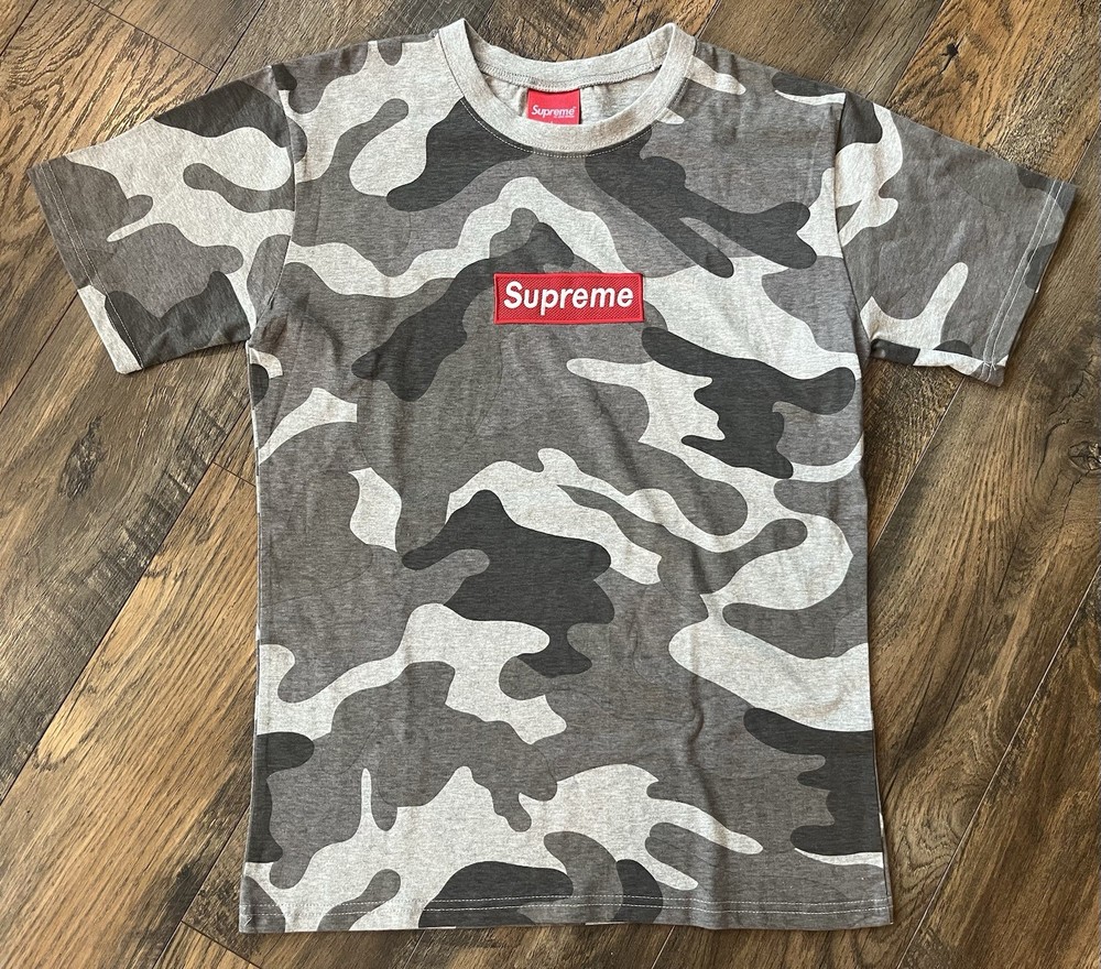 Men’s Supreme The Super Supreme Gray Camo Short Sleeve Tshirt L Korean