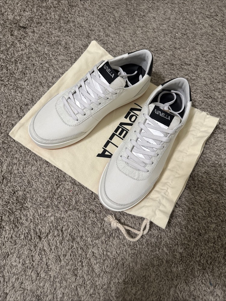 Novella Men's White Leather Sneakers - Size 9 New New Premium Low Top Luxe