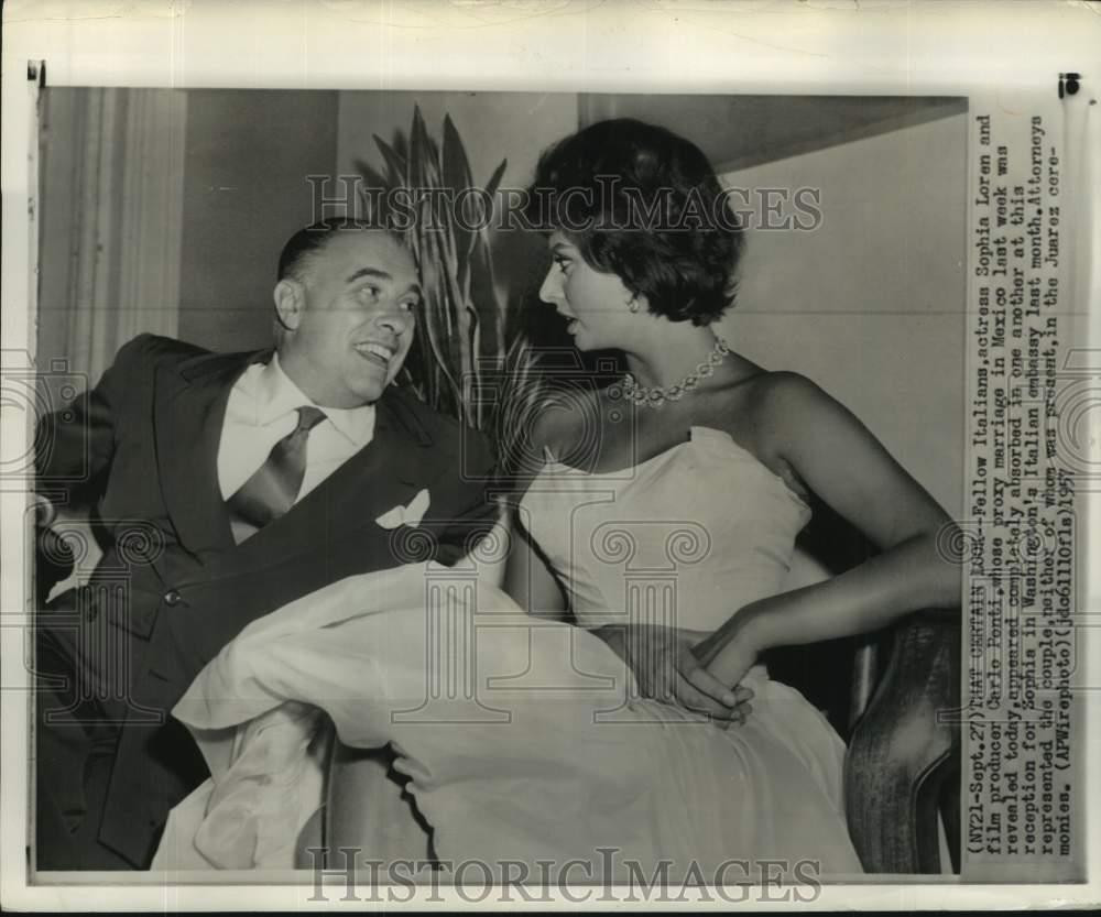 1957 Press Photo Actress Sophia Loren and film producer Carlo Ponti, Washington