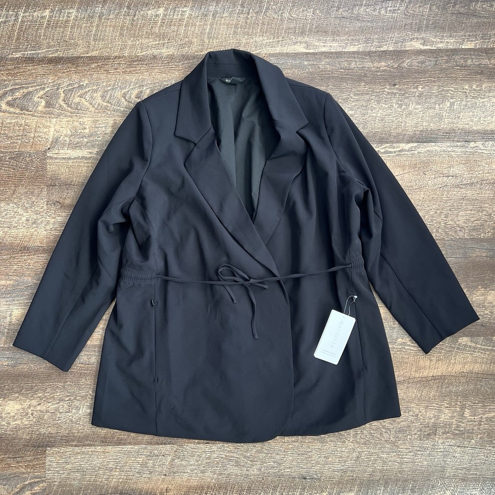 ATHLETA Primatwill Blazer Womens 22 Black Semi Fitted Water Resistant Athleisure