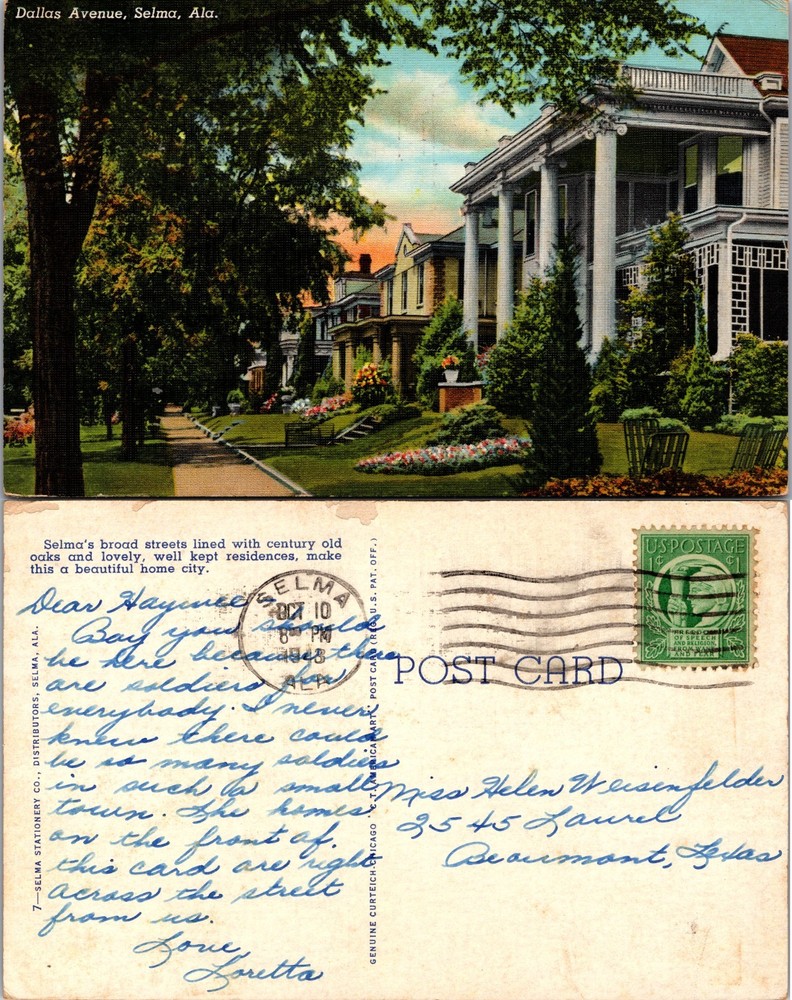 Dallas Avenue Selma Alabama Postcard