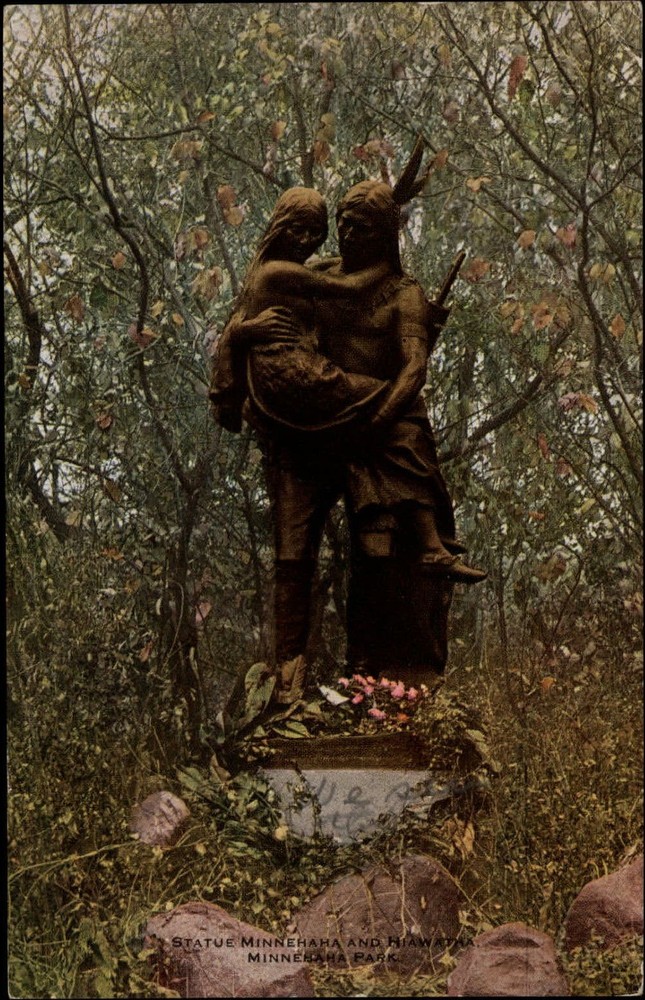 Minneapolis MN Statue Minnehaha Hiawatha Park ~ VO Hammon ~ c1910 postcard