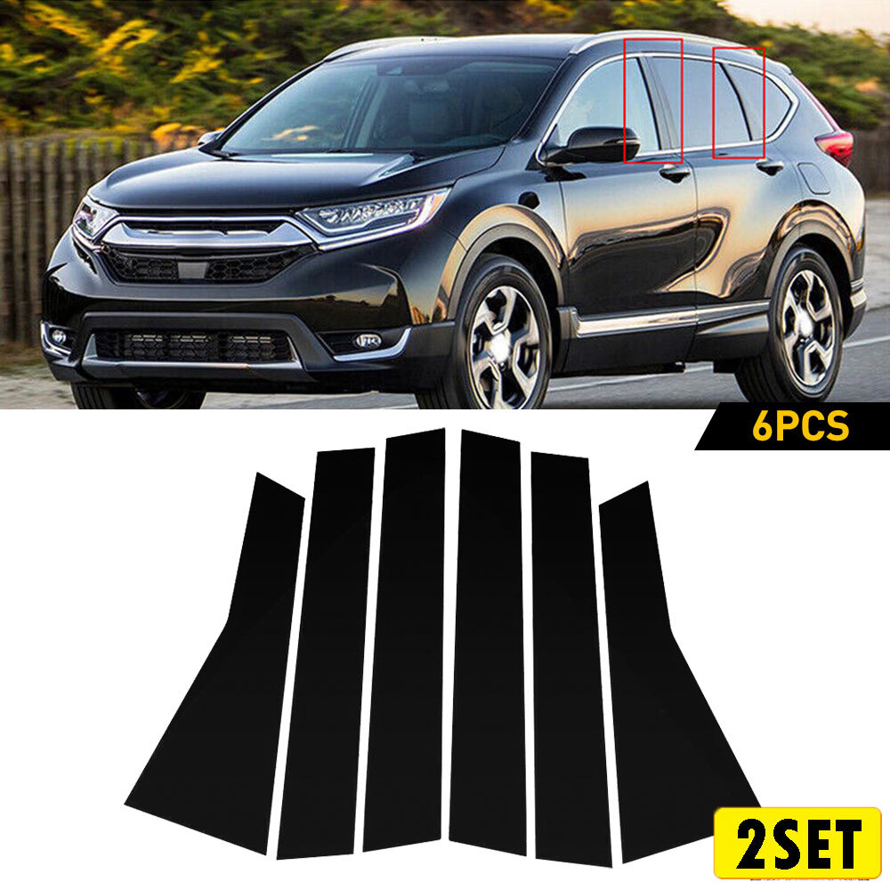 Piano Black Pillar Posts for 2017-2022 Honda CRV 12PCS Set Window Trim Cover Kit