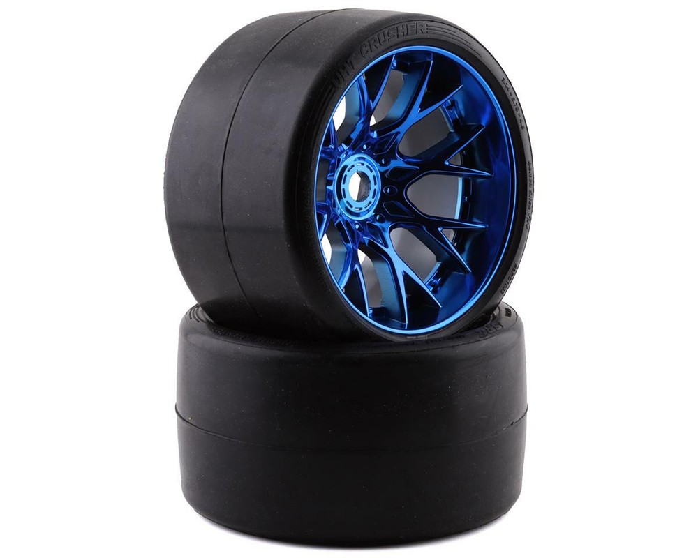 VHT Crusher Monster Truck Belted Slick Tires Blue 2-Pack Pre-Mounted