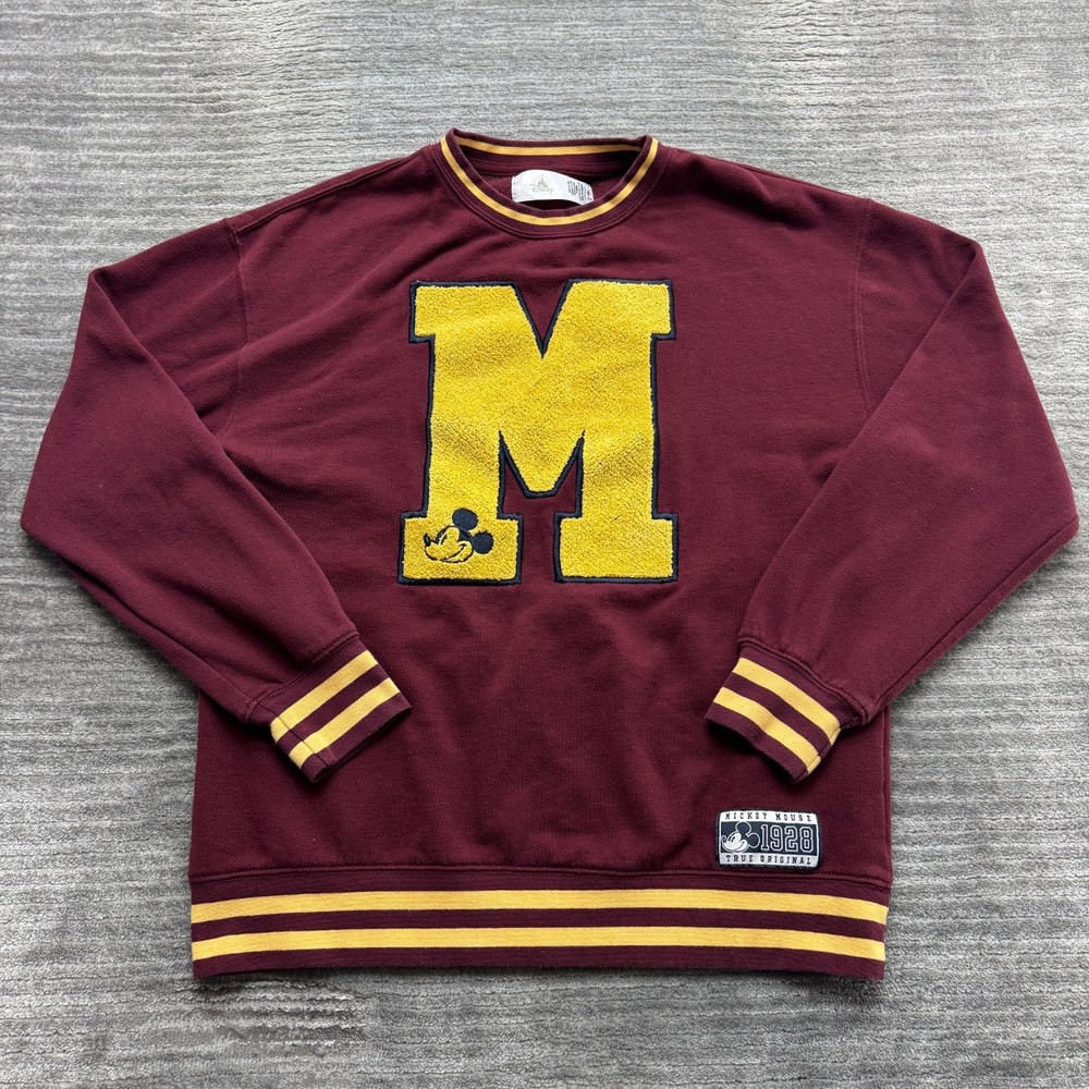 Disney Sweatshirt Size S Womens Mickey Mouse Varsity Crewneck True Original 1928